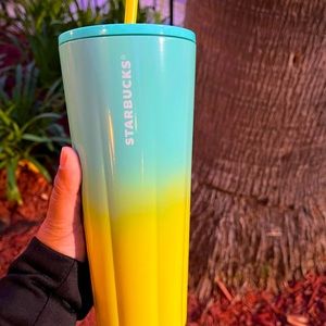 Starbucks Blue Yellow Venti Cold Cup Summer 2021
